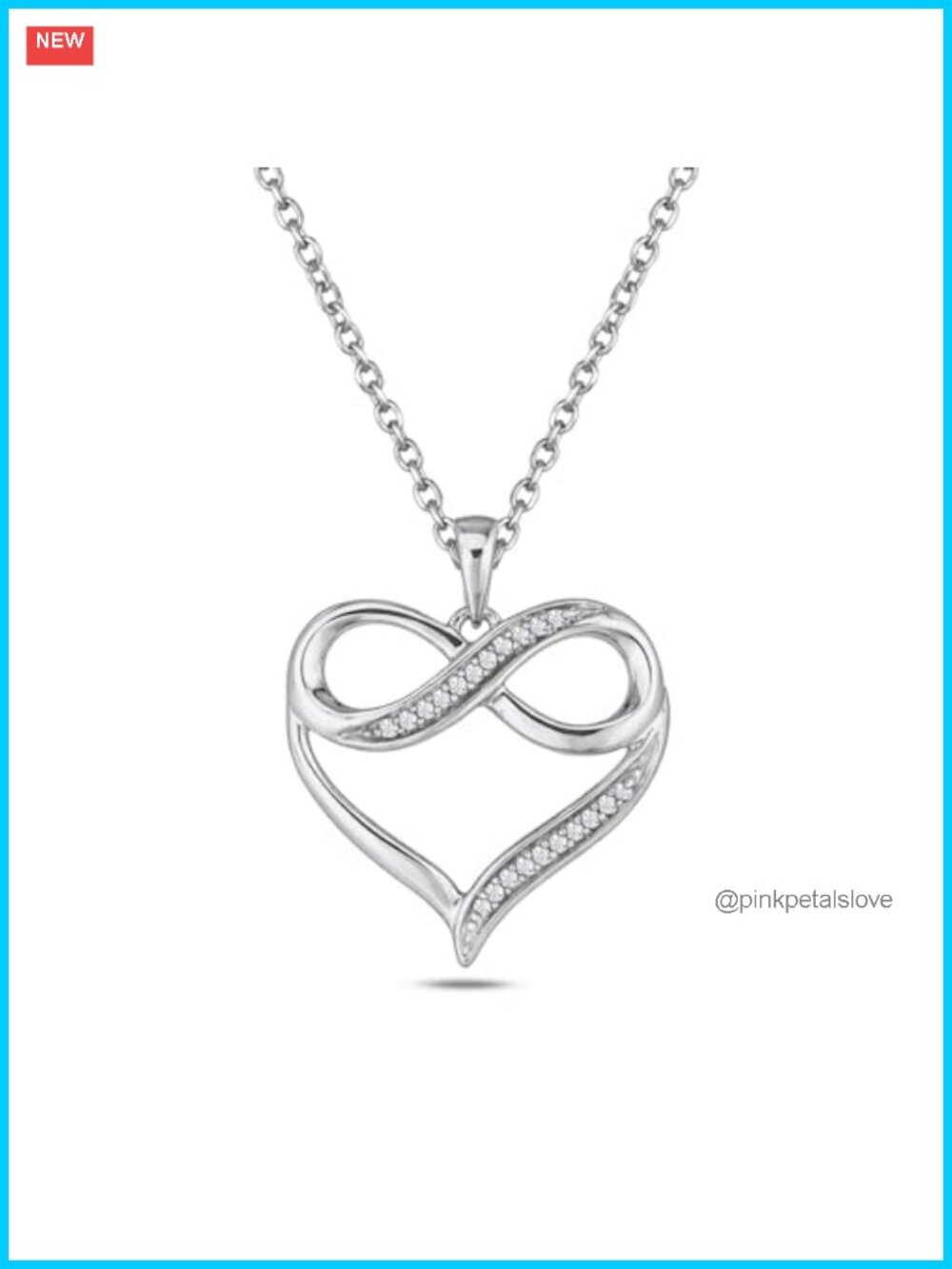 10KT Gold Heart Infinity Pendant Necklace Natural Diamond Women